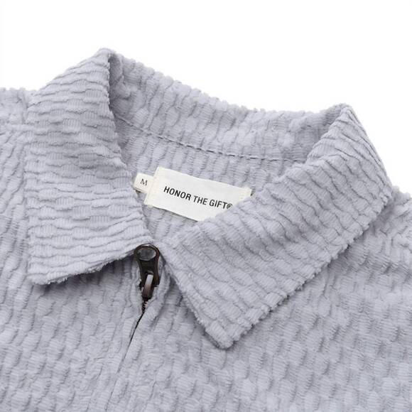 NEW HONOR THE GIFT textured knit quarter zip top in grey